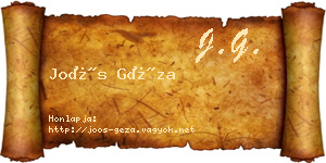 Joós Géza névjegykártya