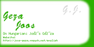 geza joos business card